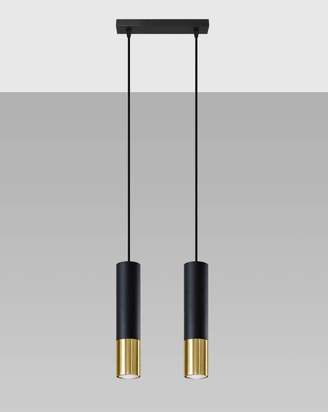 Modernistyczna LAMPA wisząca SL.0953 loftowa OPRAWA metalowe tuby zwis czarny złoty