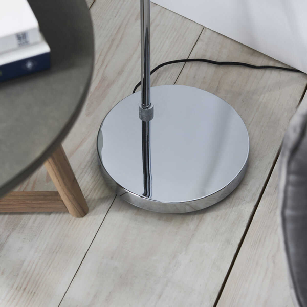 Szklana lampa podłogowa Dimple 97978 Endon kula przydymiona chrom
