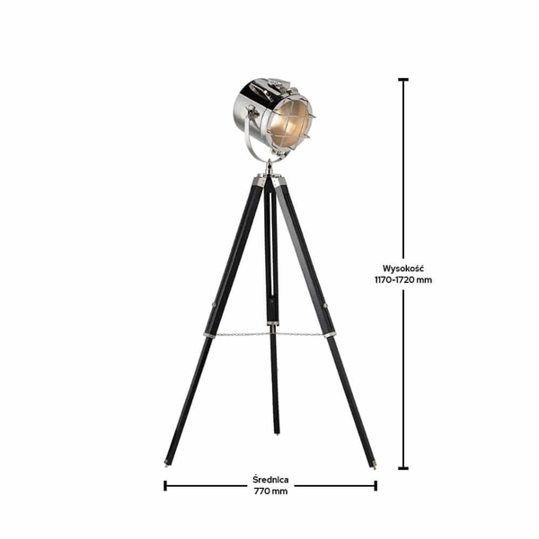 Industrialna lampa podłogowa Nautical EH-NAUTICAL-FL Endon statyw nikiel czarny
