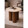 Beżowy stolik kawowy RAGNO MM001501100333 brązowy drewno dekor marmuru 50cm
