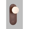 Lampa ścienna POINT W0476 brązowa biała drewniana szklana kula G9 okrągła do jadalni
