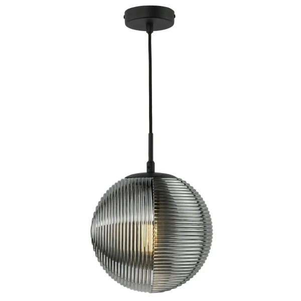 Kulista wisząca lampa Evander EVA0122 kula czarna przydymiona