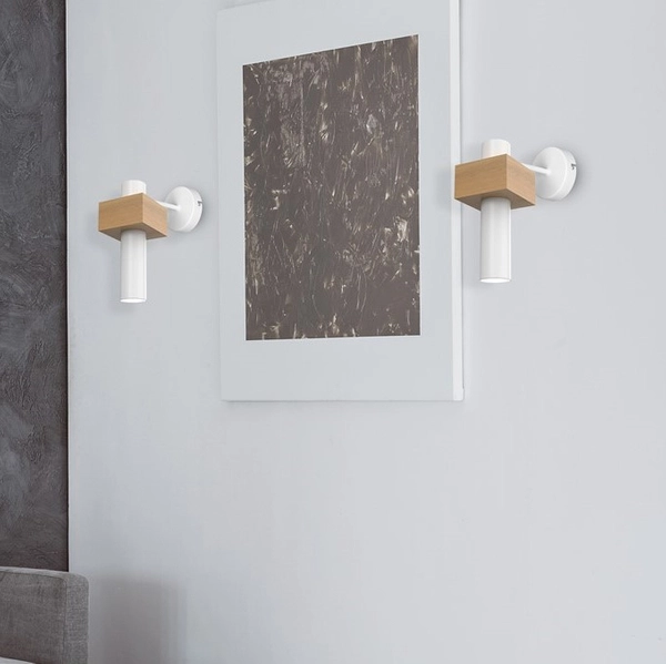 Kinkiet okrągły WEST MLP5499 Milagro tuba skandynawska biała drewno