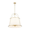 Modernistycza lampa wisząca SAVANNAH biała złota metalowa art deco z abażurem P05545BR-WH