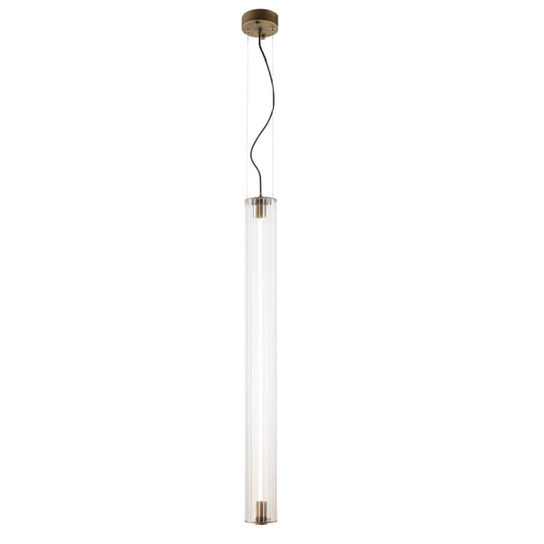 Podłużna wisząca lampa Merezi 1 5216 LED 30W 3000K szklana mosiądz patyna