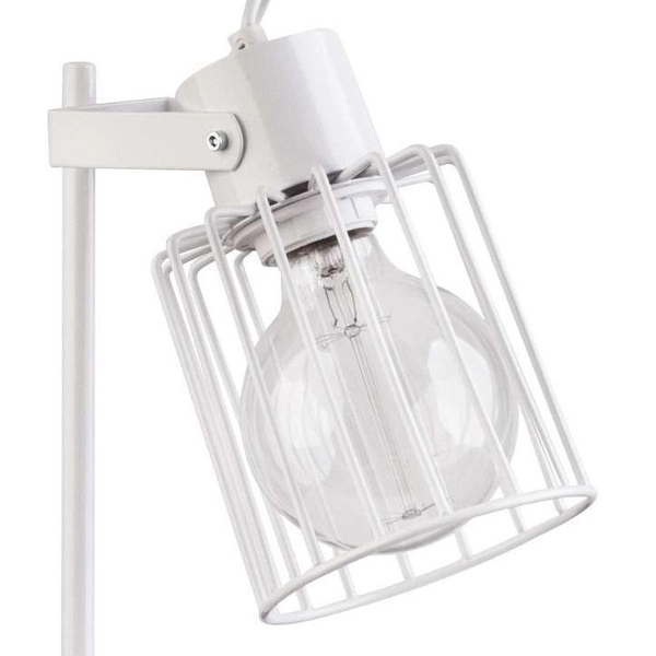 Stojąca LAMPKA biurkowa LUTO KWADRAT 50085 Sigma industrialna LAMPA stołowa druciana KLATKA metalowa loft biała matowa