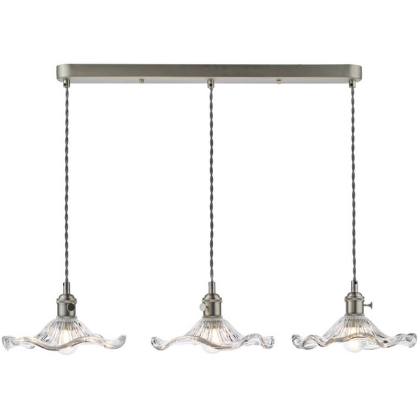 Wisząca lampa szklana Hadano HAD3661-12 falista chrom przezroczysty