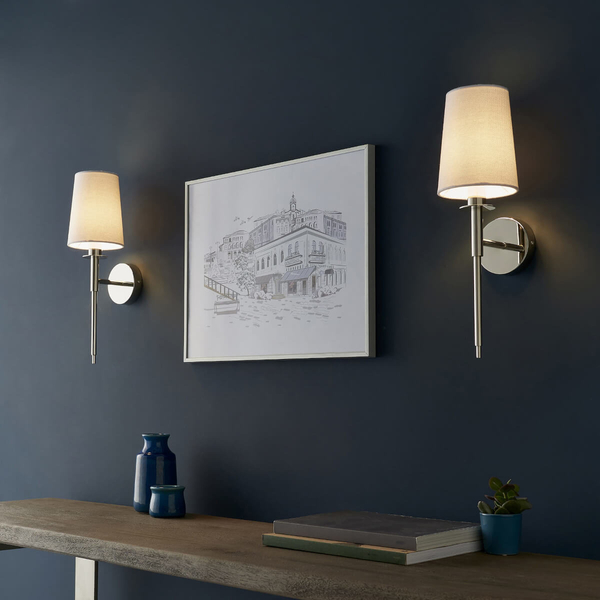 Kinkiet naścienny L&-192949 Light& z abażurem biały srebrny OUTLET
