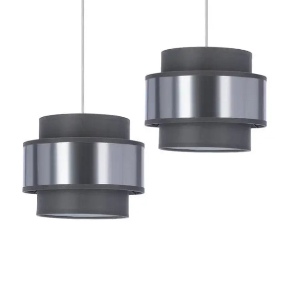 Podwójna lampa z abażurem HARE 32-18489 metalowa chrom szara srebrna