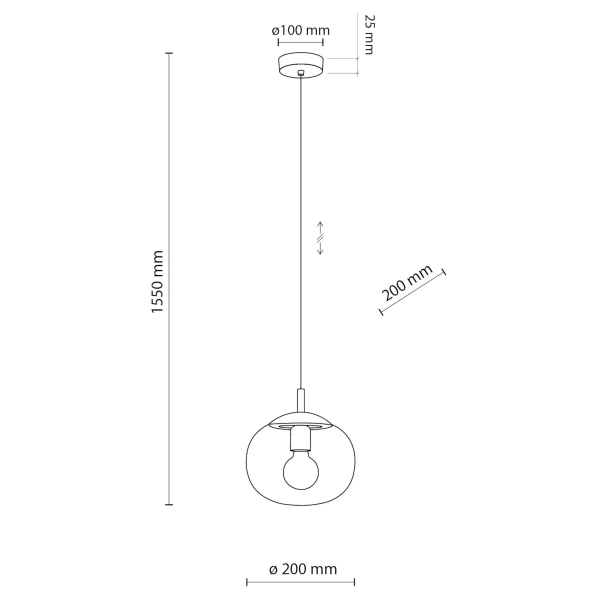 Zwieszana lampa szklana kula VIBE 5823 do sypialni czarny przezroczysty