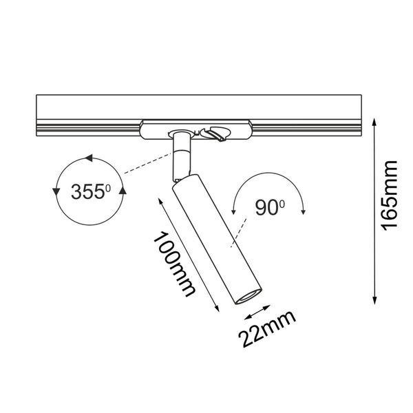 Lampa na szynoprzewód jednofazowy Ace 6250 BROSline tubka czarny