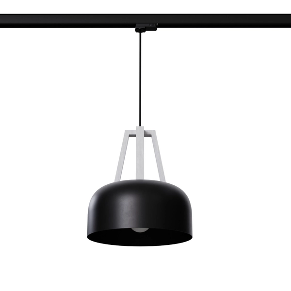 Wisząca lampa kopułowa CASCO MYL.00196 do szyny trzyfazowej czarny biały