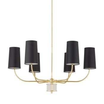 Abażurowy żyrandol Pesaro PES-ZW-6 (Z) do jadalni mosiądz czarny