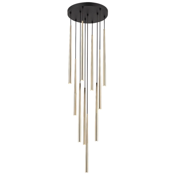 Lampa zwisająca Piano 10118 rurki tuby do sypialni złota czarna