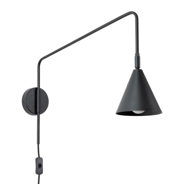 Lampa ścienna na wysięgniku NOX SL.1697 z wtyczką regulowana czarna