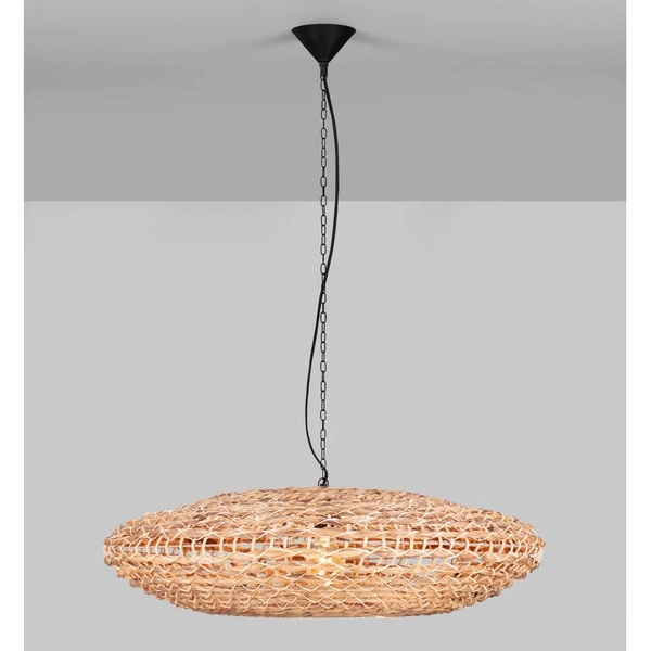 Wisząca lampa nad stół GUARDIA LE44579 japandi naturalna czarna