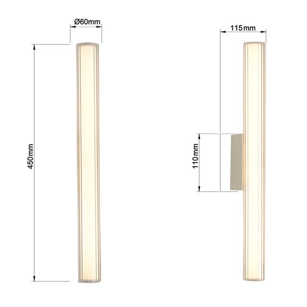 Kinkiet ścienny Linea LP-0510/1W-45 CH LED 8W 3000-6000K IP44 chrom