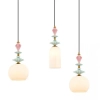 Potrójna wisząca lampa 22152 ceramiczna do kuchni mosiądz czarny