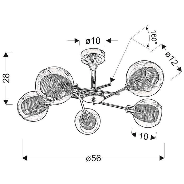 Plafon Ozzo 35-72252 metalowa szklane kule balls przezroczyste chrom