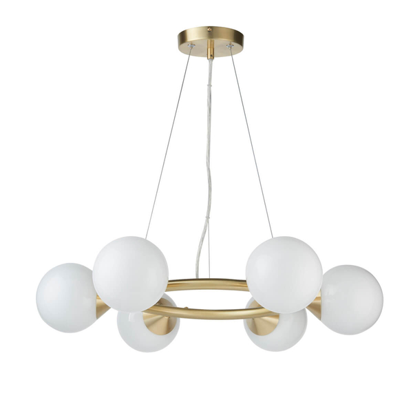 Kulista lampa wisząca do salonu L&-1106390 mosiądz biały