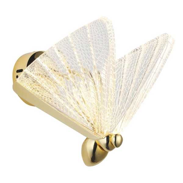 Ozdobny kinkiet ścienny Bee ST-W0612-1S LED 7W 3000K motyl szkło złoty