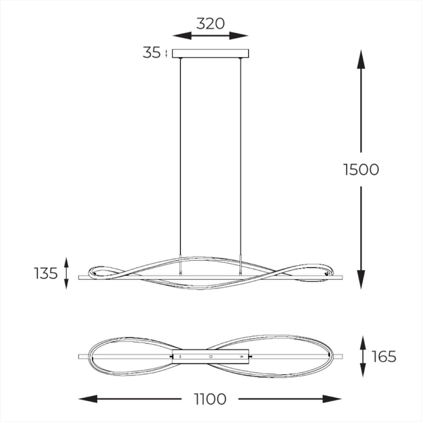 Zwisająca Lampa Domenico MD3544-1-3BT LED 30W 3000K ściemniacz czarny