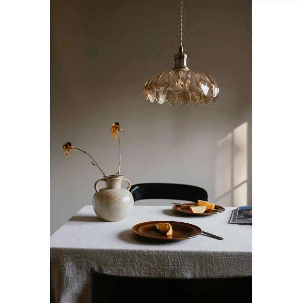 Lampa wisząca szklana KURAGE bursztynowa 108858 1xE27 retro do jadalni