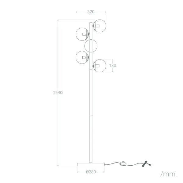 Stojąca lampa podłogowa Milano ABR-LPV-5XE27 Abruzzo przezroczysty czarny