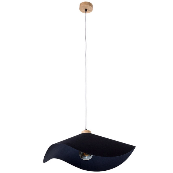 Wisząca lampa vintage HATTU 1615119174 materiałowa kopułowy zwis czarny