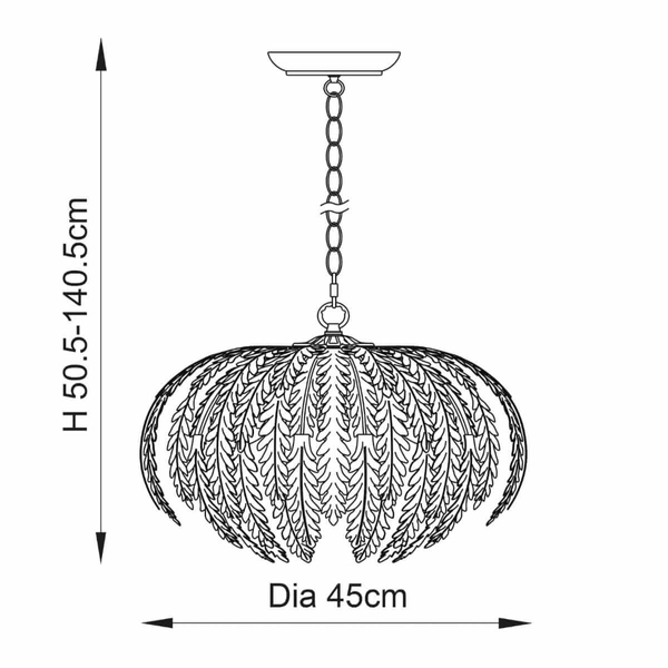 Dekoracyjna lampa wisząca Delphine 76360 Endon do salonu liść złota
