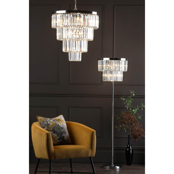 Podłogowa lampa salonowa Angel ANG4908 Dar Lighting glamour kryształ chrom