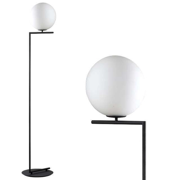 Stojąca LAMPA podłogowa CONDI MLE3081/1 BL MDECO loftowa OPRAWA szklana kula ball grafitowa biała
