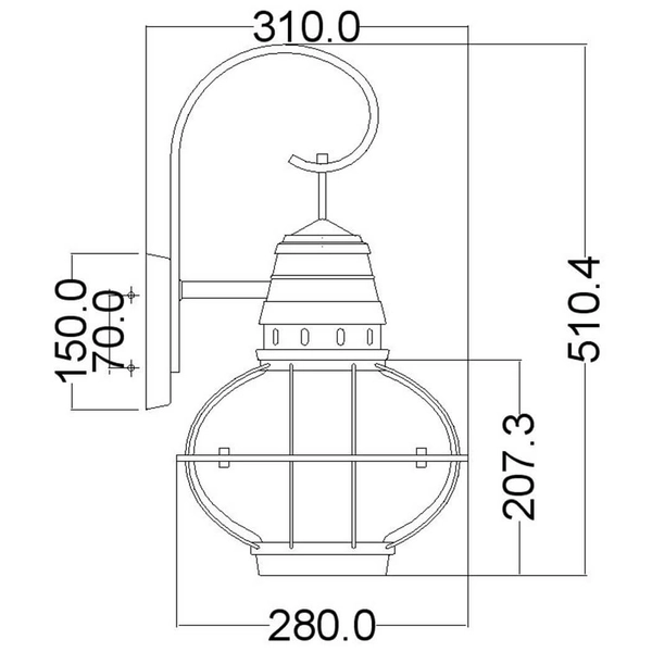 Elewacyjna lampa latarnia Bridge Point KL-BRIDGEPOINT-L IP44 cyna