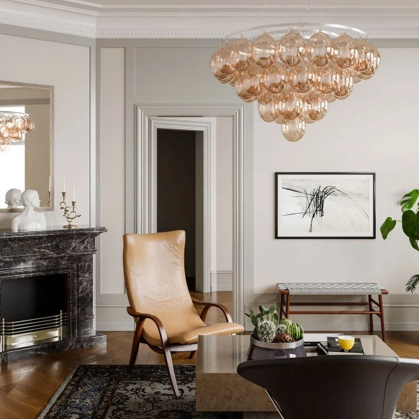 Szklana lampa wisząca Gross Giant 4201310-5503 kulista bursztynowa