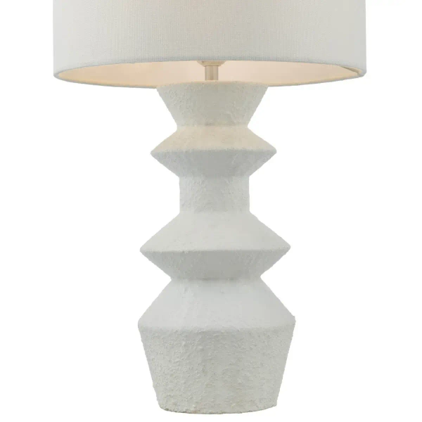 Abażurowa nocna lampka Bidelia BID422 lniana na komodę biała