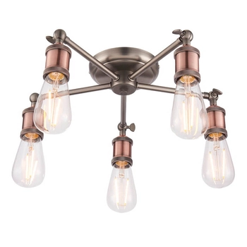 Retro lampa sufitowa Hal 76336 Endon do salonu metalowa miedziana