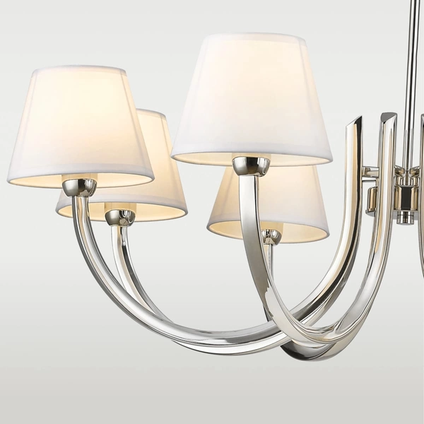 Wisząca lampa do jadalni Atlanta P08810NI-WH Cosmolight metal tkanina nikiel biała