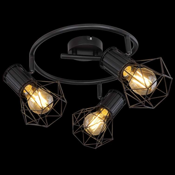 Druciana LAMPA sufitowa PRISKA 54017-3 Globo metalowa OPRAWA plafon industrialne reflektorki spirala czarna