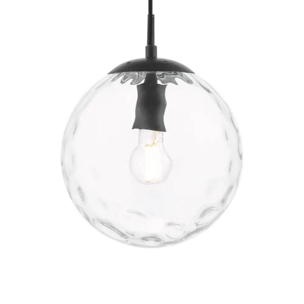 Kulista lampa wisząca Ripple SP72-RIP8808 szklana kula czarny przezroczysty