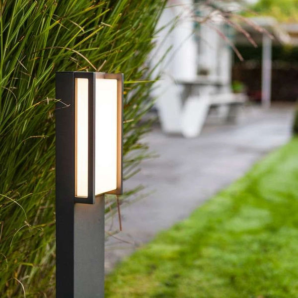 Stojąca LAMPA zewnętrzna QUBO 7193001118 Lutec metalowa OPRAWA prostokątna LED 18W 3000K słupek outdoor IP54 szary