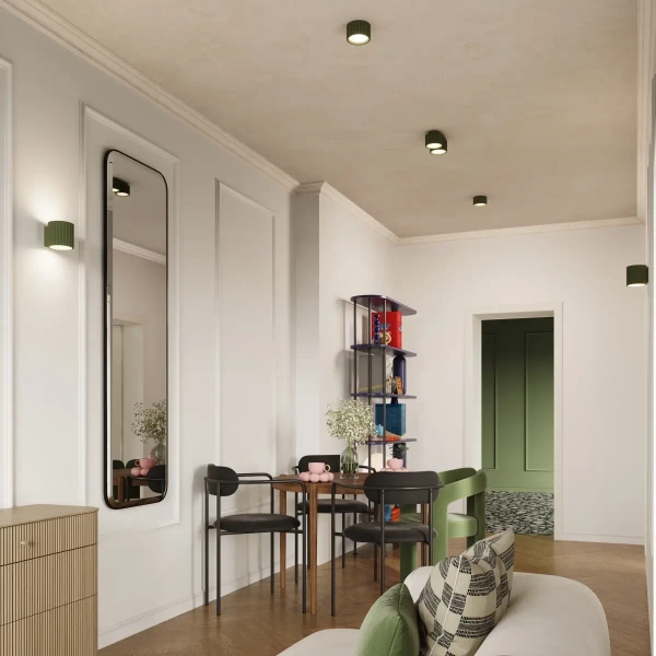 Plafon okrągły ryfel AURA SL.1797 na korytarz oliwkowy