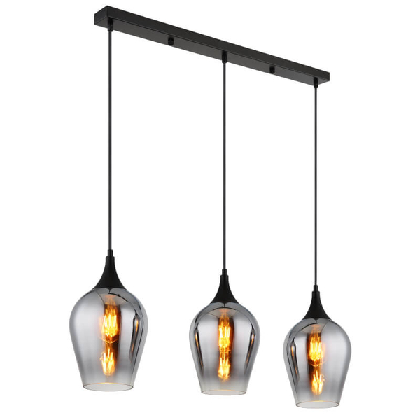 Potrójna lampa wisząca Ewald 155520-3HS szklana przydymiona czarny