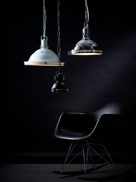 Wisząca LAMPA industrialna NAUTILIUS L 10266101 Kaspa metalowa OPRAWA na łańcuchu ZWIS okrągły biały