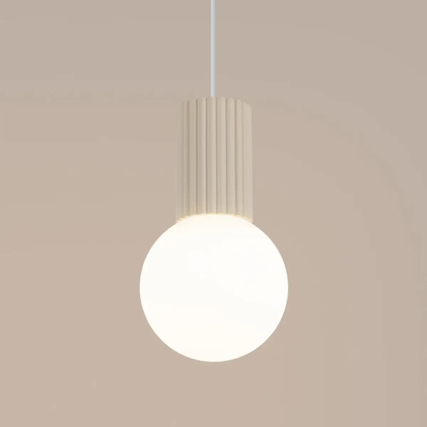Wisząca lampa minimalistyczna HALO SL.1719 ryflowana kula beżowa
