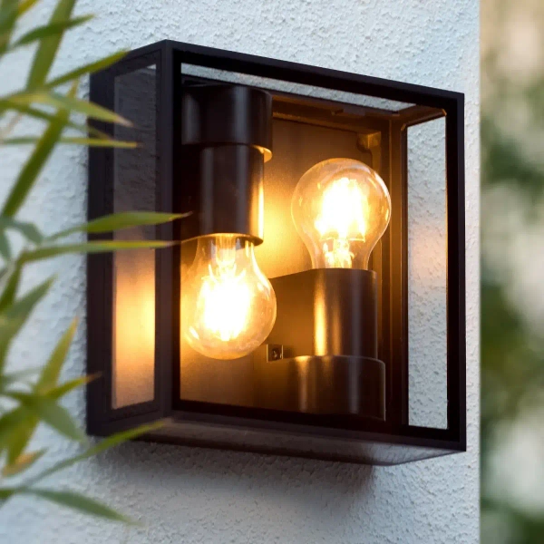 Loftowy kinkiet ścienny DUKAN 15802/02/30 Lucide IP65 zewnętrzny czarny