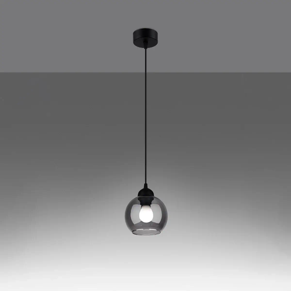 Industrialna lampa wisząca ALINO SL.1141 szklana kula czarna przydymiona
