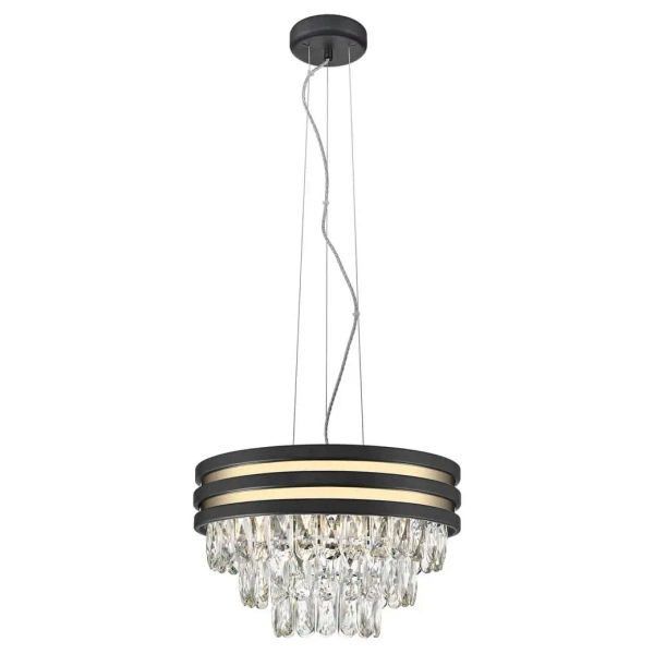 Wisząca lampa kryształowa NAICA P0525-04A-P7D7 glamour czarny złoty
