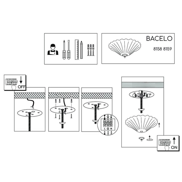 Lampa sufitowa Bacelo 8159 Amplex muszla kwiatek do pokoju szklana srebrna
