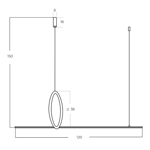 Wisząca lampa do salonu PELLE AZ5756 LED 30W 3000K belka okrąg czarny