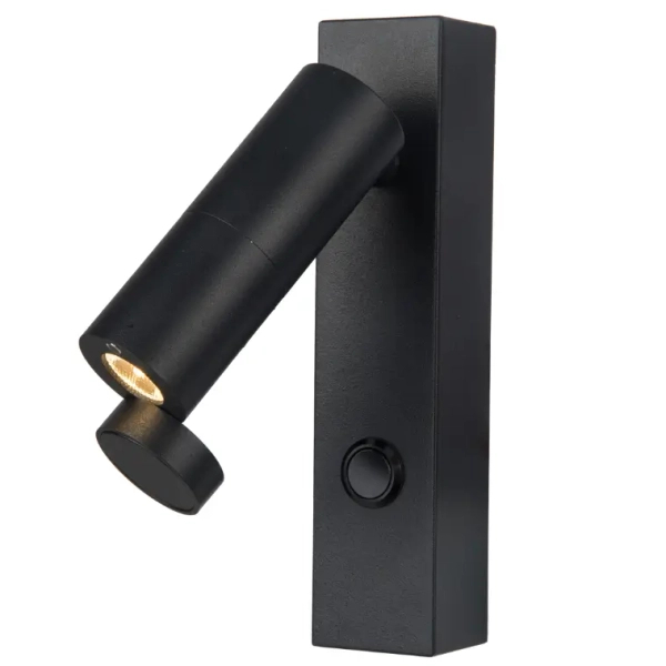 Ścienny punktowy kinkiet Miri LP-1507/1W BK LED 3W 3000K regulowany czarny